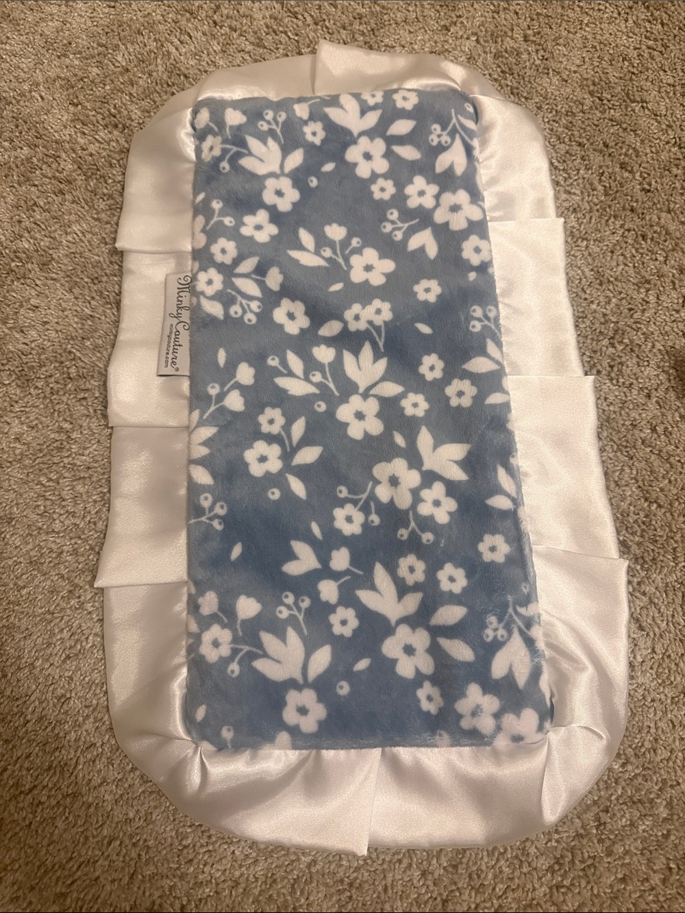 MINKY COUTURE dainty floral blue plush baby lovey